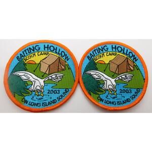 BSA Baiting Hollow Scout Camp 2003 Patch Set of 2 Vintage Ne w